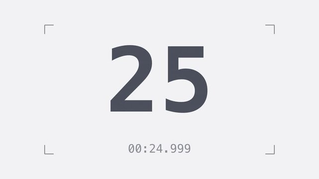 White 30 second glitch countdown timer from 30 to 1 with milliseconds, cyber distortion