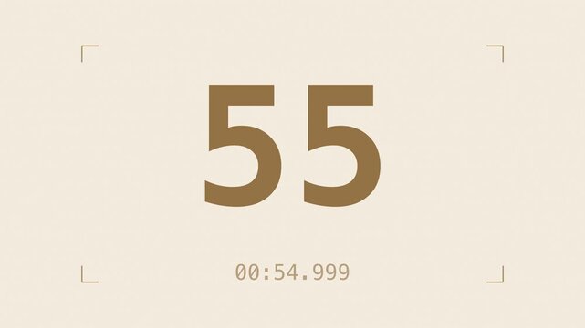 Beige 60 second glitch countdown timer from 60 to 1 with milliseconds, cyber distortion