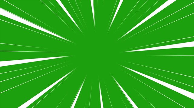 Anime Speed Lines on Green Screen, Comic Action Background, Chroma Key Speed Burst Animation