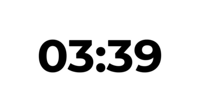 Coming soon 4 minutes 0 second Digital countdown 240 seconds. two minute countdown timer animation.