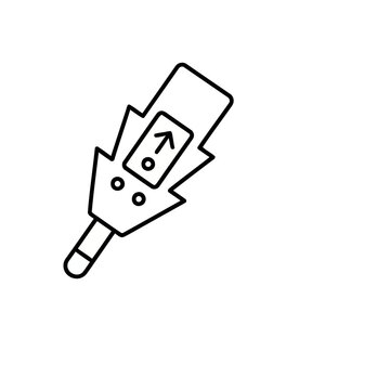 Digital thermometer icon with arrow