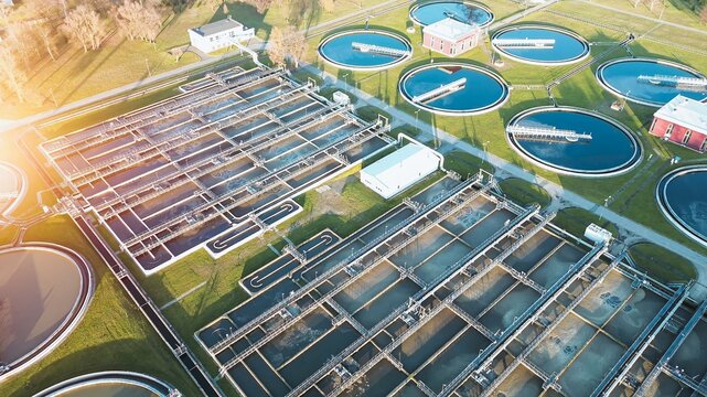 Circular basins in wastewater treatment system