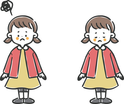 落ち込む女の子　全身　ベクター