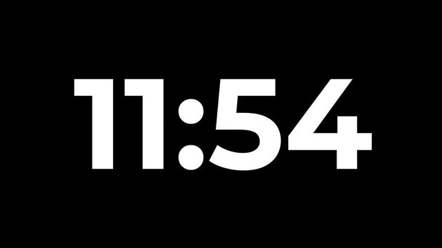 13 minutes Digital countdown 780 seconds. Five minute countdown timer animation on transparent background un black background