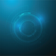 Naklejka premium Abstract blue technology HUD circle interface background concept