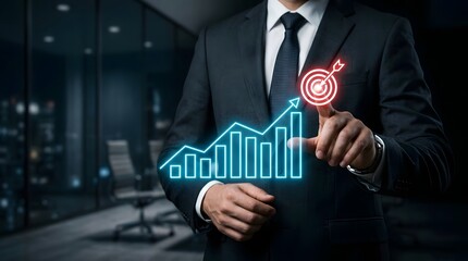 Obraz premium Business professional targeting growth with digital data insights