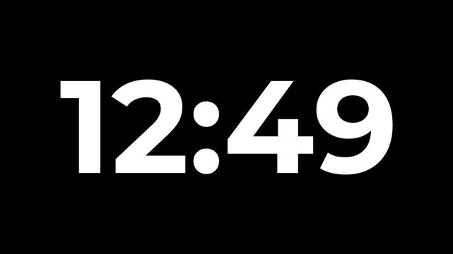 14 minutes Digital countdown 840 seconds. Five minute countdown timer animation on transparent background un black background