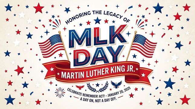 Martin Luther King Jr Day Graphic With American Flags And Stars