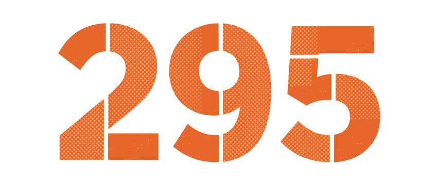 Orange Number 295 with Geometric Pattern