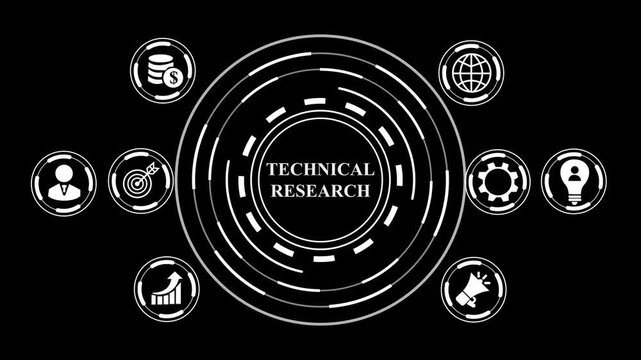 Technical Research Dashboard with Engineering Analysis, Scientific Innovation, Data Analytics, Technology Development and Digital Insights,and 4k motion video