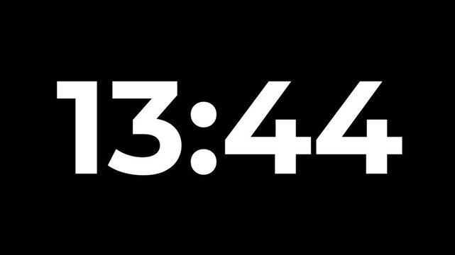 15 minutes Digital countdown 900 seconds. Five minute countdown timer animation on transparent background un black background