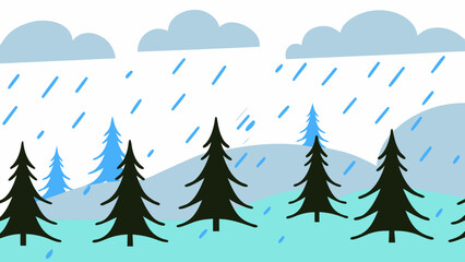 Obraz premium vector illustration of a winter landscape