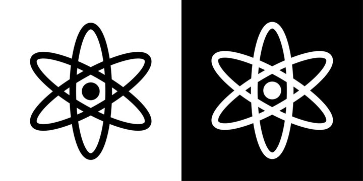 Modern atom icon representing atomic structure, physics, chemistry, scientific research, nuclear science, education, innovation, and advanced technology concepts.