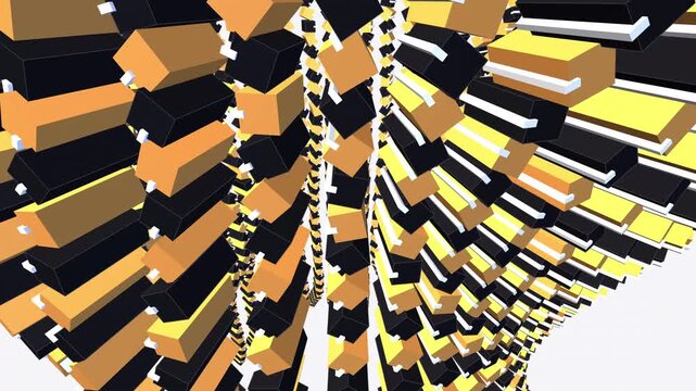 geometric tower of dark and bronze panels gently undulates and rotates against a bright background, creating an elegant looping visual perfect for a corporate presentation backdrop.