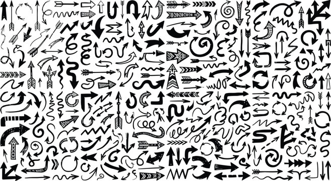 doodle line art mega collection icon set vector illustration for decorative seamless pattern design