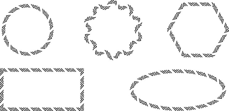 Set of ornate linear decorative frames and borders with decorative rectangle monochrome template collection ornament abstract