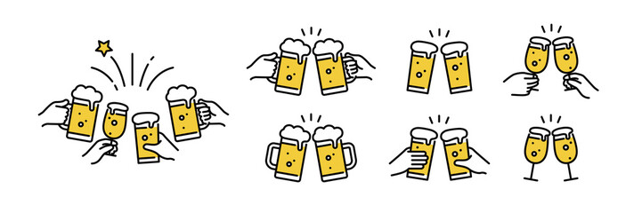お酒の乾杯シーンのイラスト集 © WAWAWA