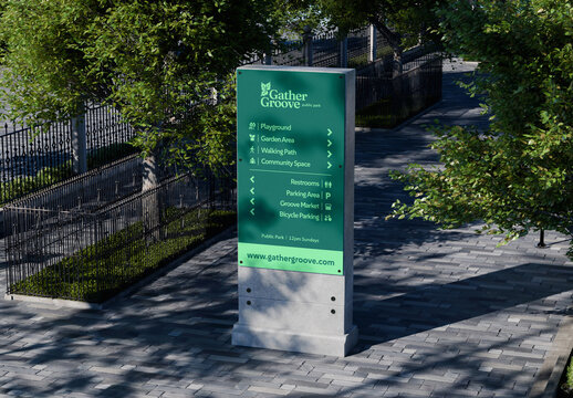 Entrance Pylon Sign Mockup