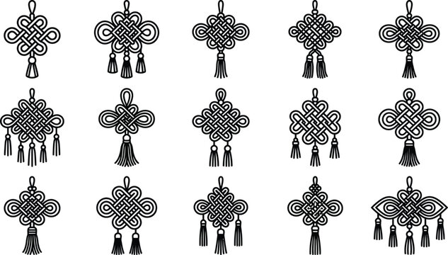 Celtic knotwork cross pendants with tassels