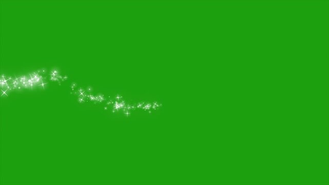 Sparkle Light Trail on Green Screen, Magic Glitter Trail Animation, Chroma Key Particle Path
