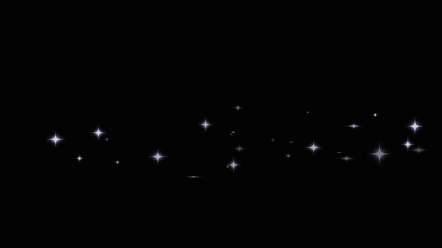 Magic sparkles glitter line stars, pixie dust path, magic line dust, sparkle transition effect, fantasy light motion background, cartoon glitter on black screen background. 4k