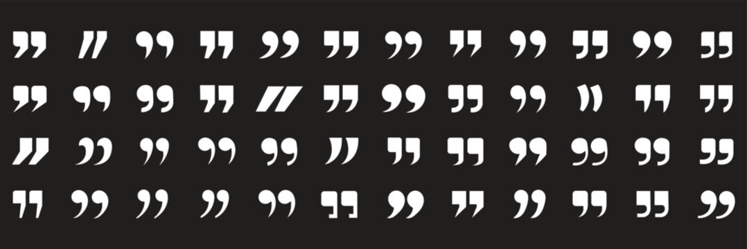 PrinSet of quote mark, quotes icon, sign, symbol, emblem. Ditto marks icon set. Quotation marks. Dialogue discussion symbol for UI UX, website, mobile app