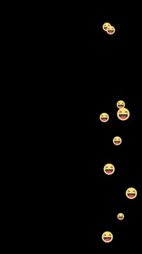 animated smiling face with tears icons rising up. social media live stream haha reaction overlay. floating laughing face emojis and motion graphics of laugh concept