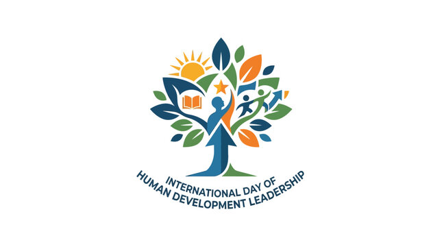 Human development leadership community tree diversity icon.