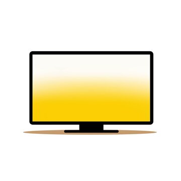Modern flat screen tv displaying colorful gradient isolated on white background