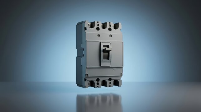 Molded case circuit breaker 3D render industrial power protection device for high current electrical distribution equipment and control systems