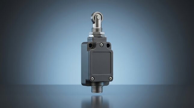 Limit switch 3D render industrial position sensing device for machine automation travel detection and process control systems