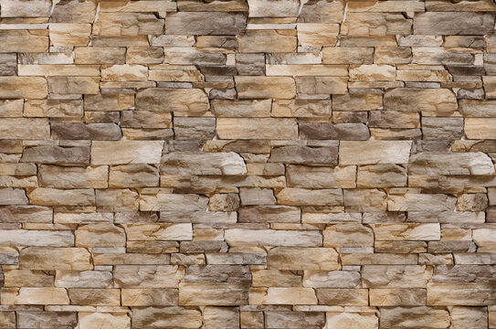 Seamless stone : Mixed Beige Stacked Ledger Stone Texture