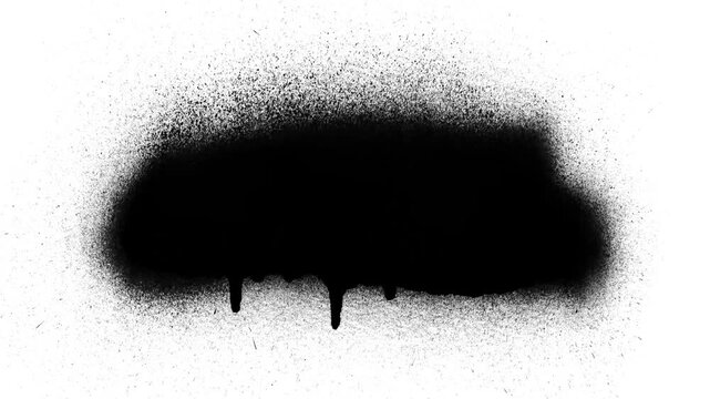 Black Spray Paint Banner Frame.4K animated grunge ink spray texture background with copy space and dripping effect overlay for stop motion design.