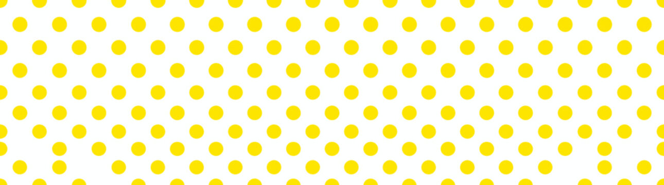 Seamless yellow polka dot pattern on white background