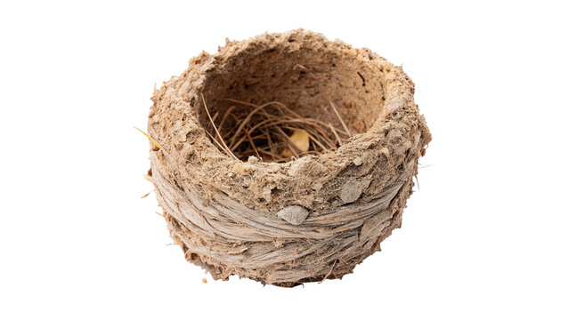 Small round twigs empty bird nest forest asset isolated on transparent background