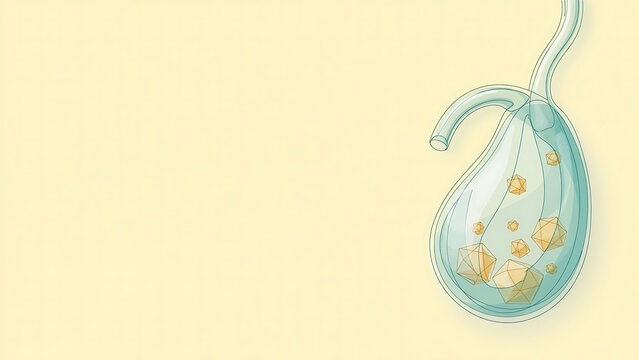 Medical Illustration of Human Gallbladder containing Cholelithiasis or Gallstones