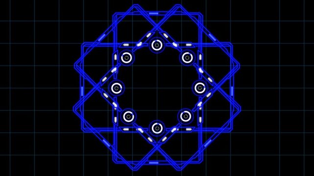 Futuristic Blue Neon HUD Octagram Star Interface Frame Loop