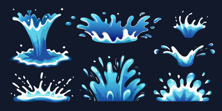 water splash elements vector illustration blue liquid