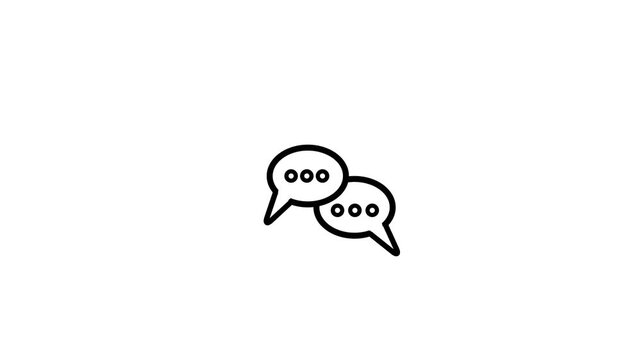Speech Bubbles Animated Icon - Minimal Line Art Chat and Message Loop on White Background.4 k...