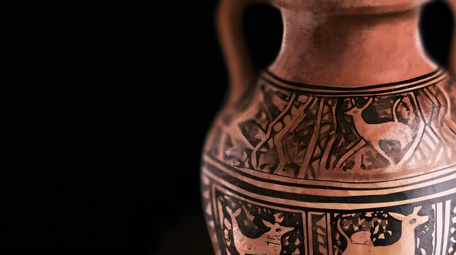 Ancient Amphora Watercolor Illustration Evokes Timeless Cultural Heritage and Warm Terracotta Beauty
