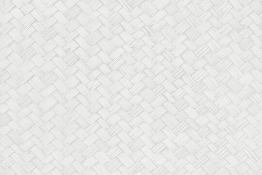 Old white bamboo weave texture background, pattern of woven rattan mat in vintage style.