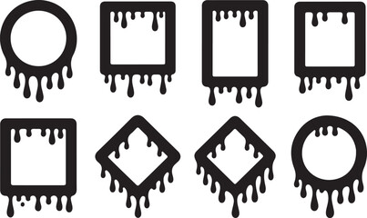 Halloween themed dripping frames feature circles, squares, a diamond and a rectangle for seasonal designs, silhouette © SAWON