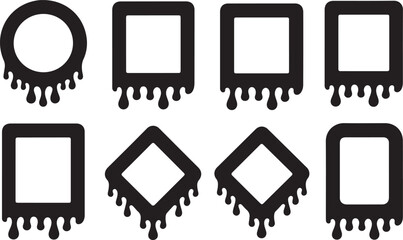 Halloween themed dripping frames feature circles, squares, a diamond and a rectangle for seasonal designs, silhouette © MDSADDAM