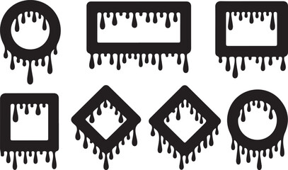 Halloween themed dripping frames feature circles, squares, a diamond and a rectangle for seasonal designs, silhouette © SAWON