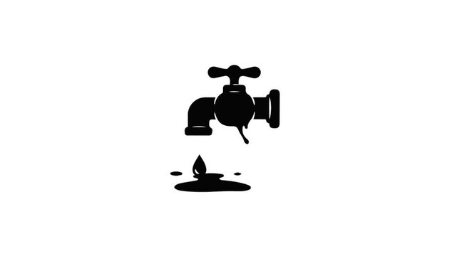 Water Tap Dripping with House Silhouette Puddle Conceptual Animation
