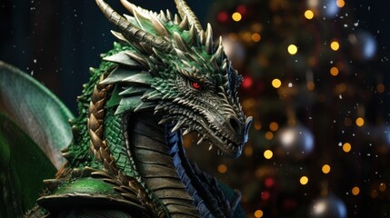 Fototapeta premium Detailed design featuring dragon and tree motif