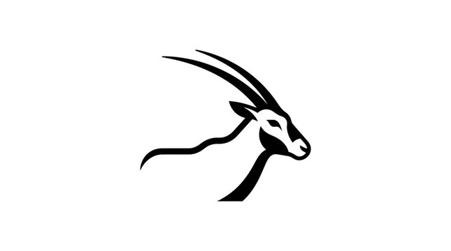 Stylized Oryx Antelope Silhouette Profile View.