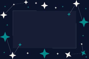 Futuristic cyber constellation forming a central frame. Minimalist winter digital tech background template with copy space. © The Flat Lab