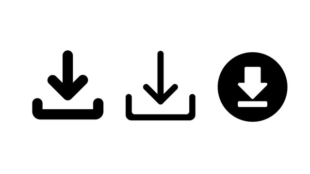 Minimal download icon isolated on transparent background. Modern PNG symbol for file download, apps, websites, UI, buttons, interfaces and graphic design projects.