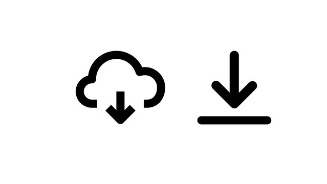 Minimal download icon isolated on transparent background. Modern PNG symbol for file download, apps, websites, UI, buttons, interfaces and graphic design projects.
